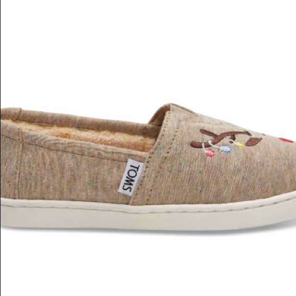 NWT TOMS Embroidered Reindeer Classic Slip Ons - Picture 3 of 4